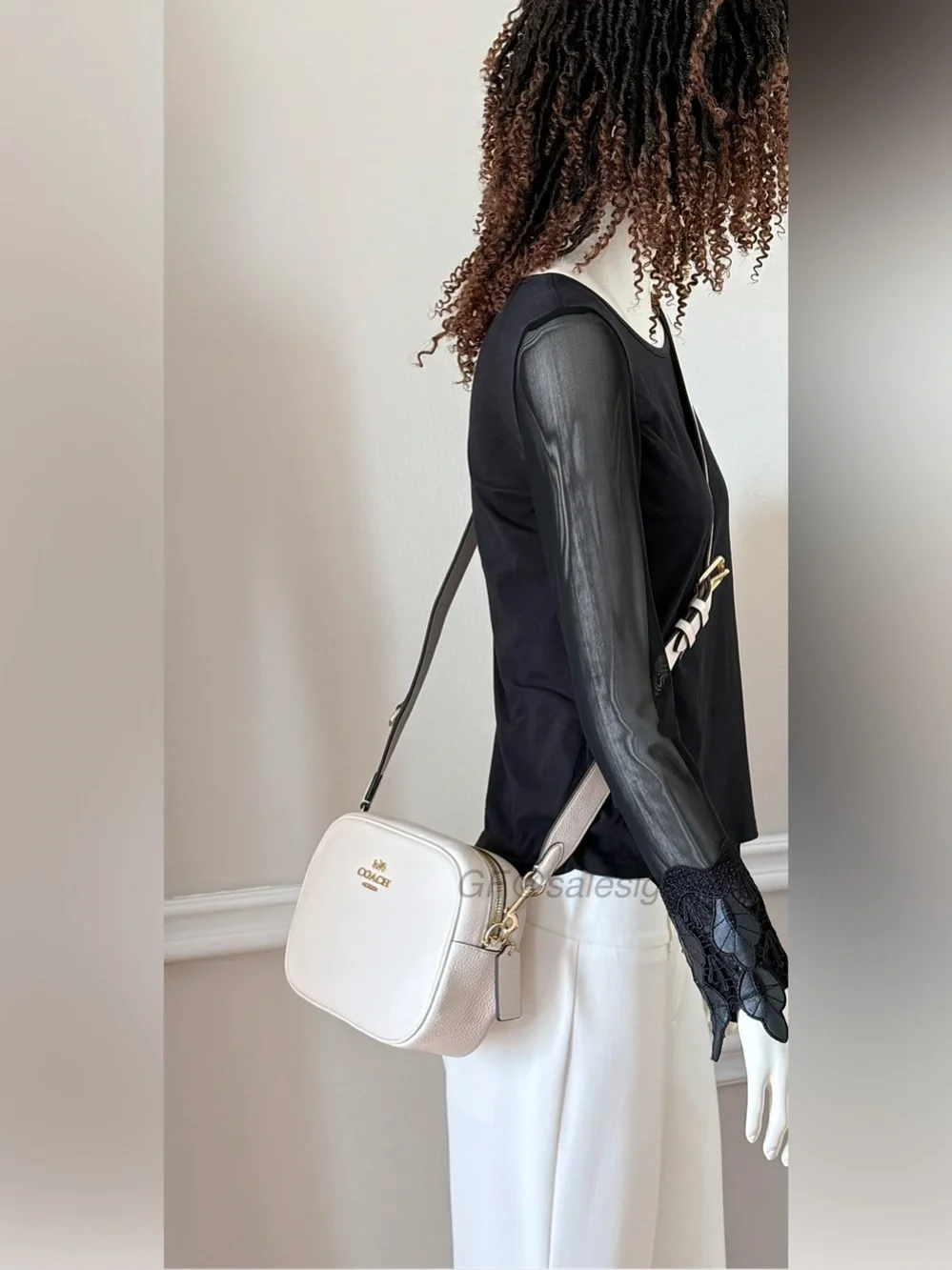 NWT Coach Detachable thicker strap Large Jamie Camera Crossbody bag Chalk White